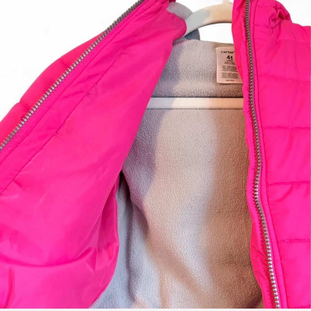 Carter’s Girl Size 4 Pink‎ Puffer Winter Fall Jacket - Picture 4 of 5